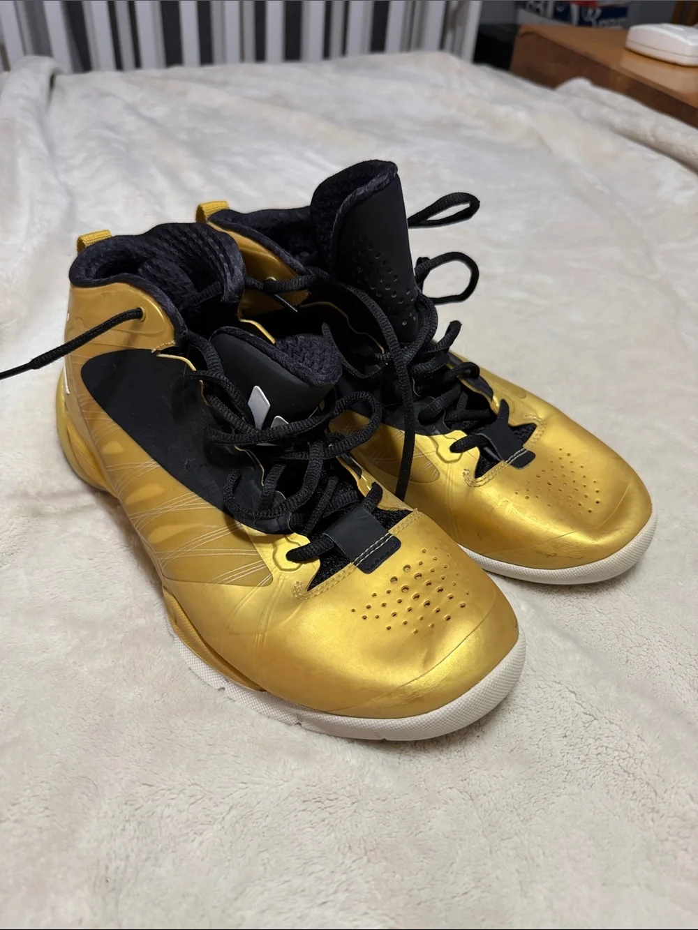 adidas Metallic Gold and Black Athletic Shoes